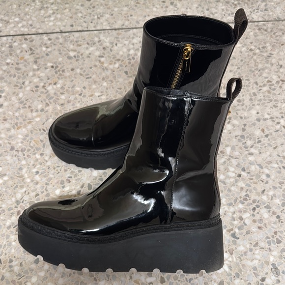 MICHAEL Michael Kors Shoes - Michael Kors Geller Patent Leather Wedge Boots